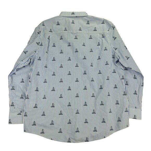 Club Room Mens Classic Fit Stripe Sailboat Poplin Button Down Shirt Blue 2XL - Picture 4 of 4